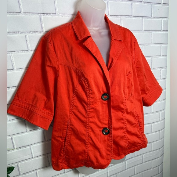 COLDWATER CREEK Vibrant Orange Short Sleeve Blazer Jacket Women's Size 18W - Picture 3 of 9